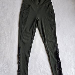 POP Fit Olive Leggings with Black Stitching